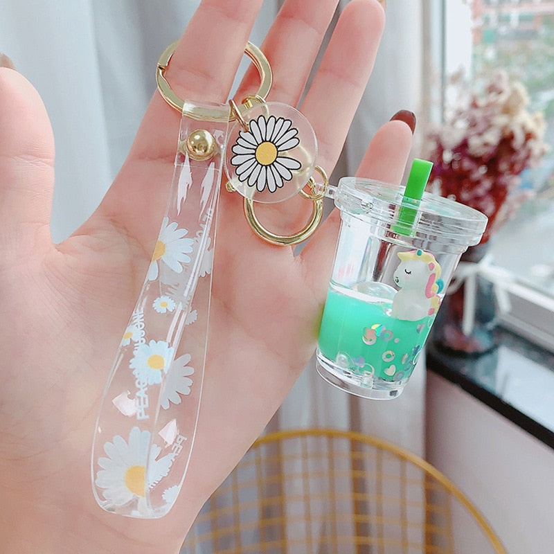 Floral Unicorn Cup Keychain