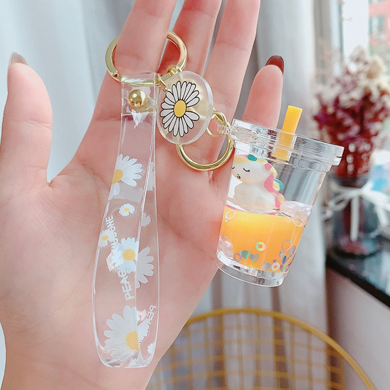 Floral Unicorn Cup Keychain
