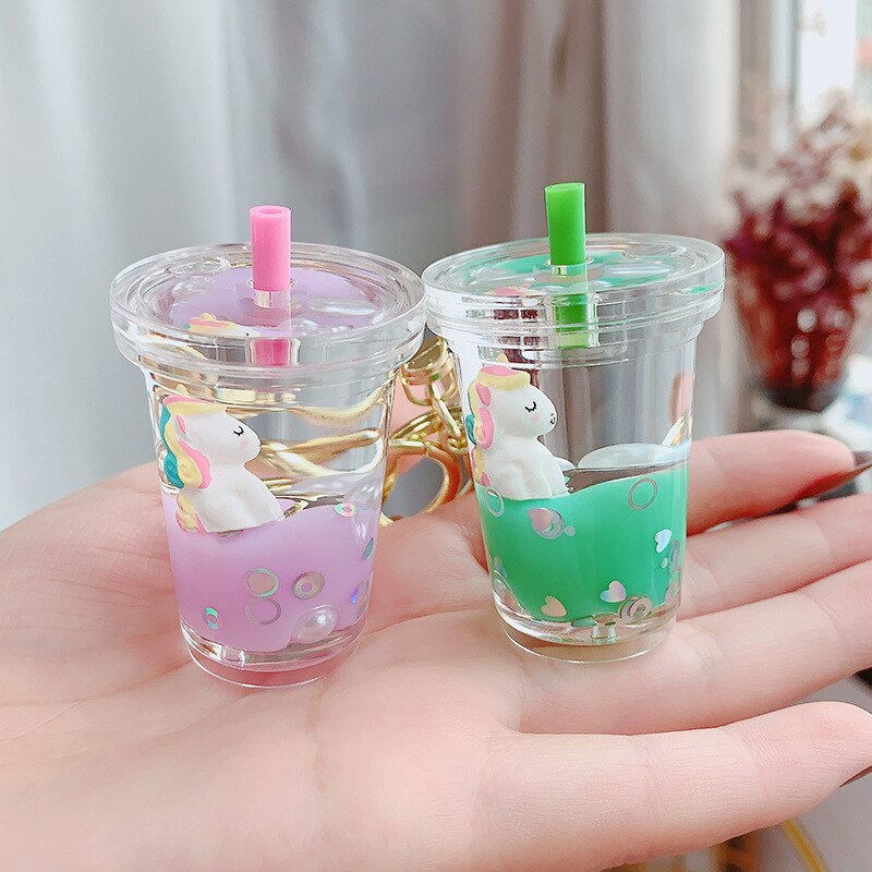 Floral Unicorn Cup Keychain