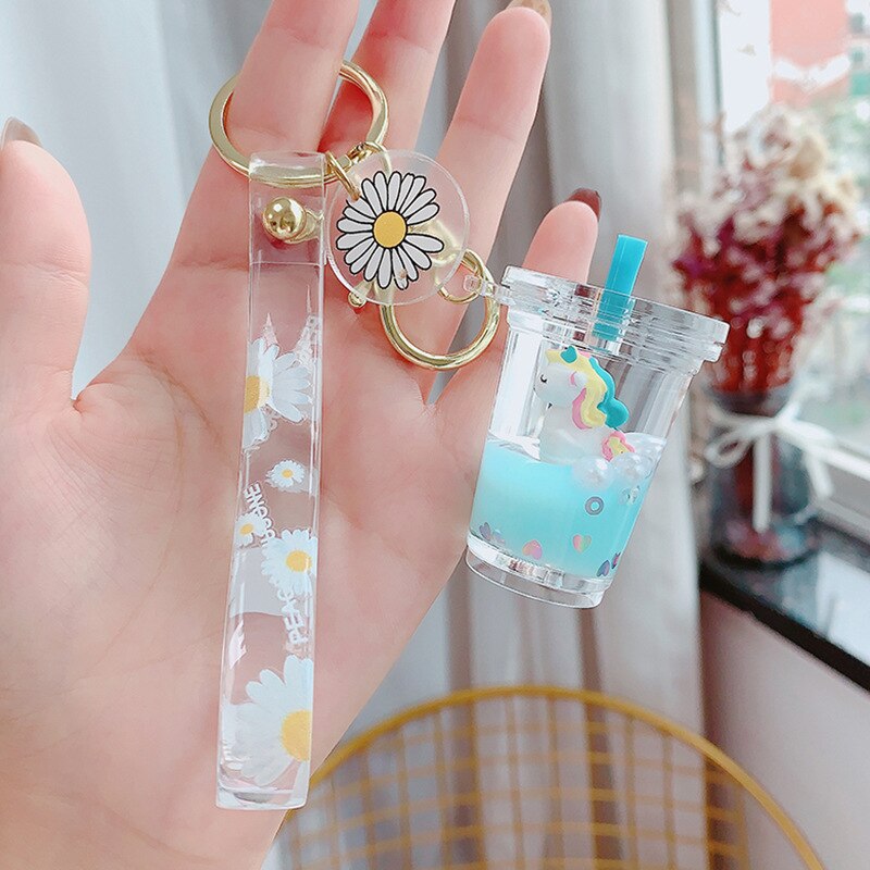 Floral Unicorn Cup Keychain
