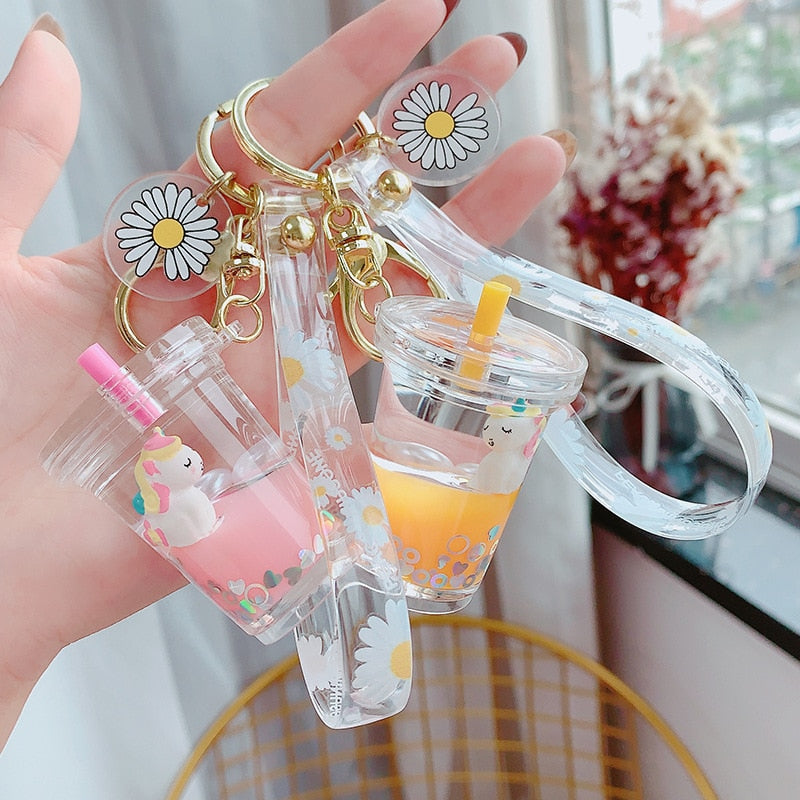 Floral Unicorn Cup Keychain