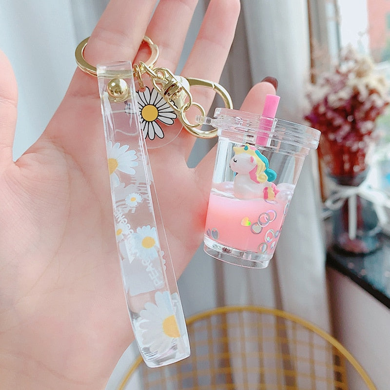 Floral Unicorn Cup Keychain