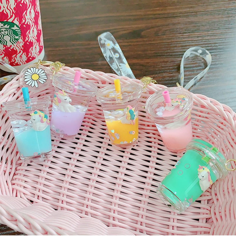 Floral Unicorn Cup Keychain