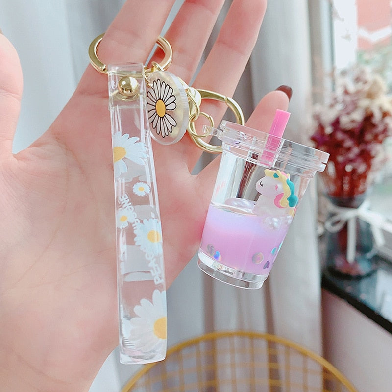 Floral Unicorn Cup Keychain