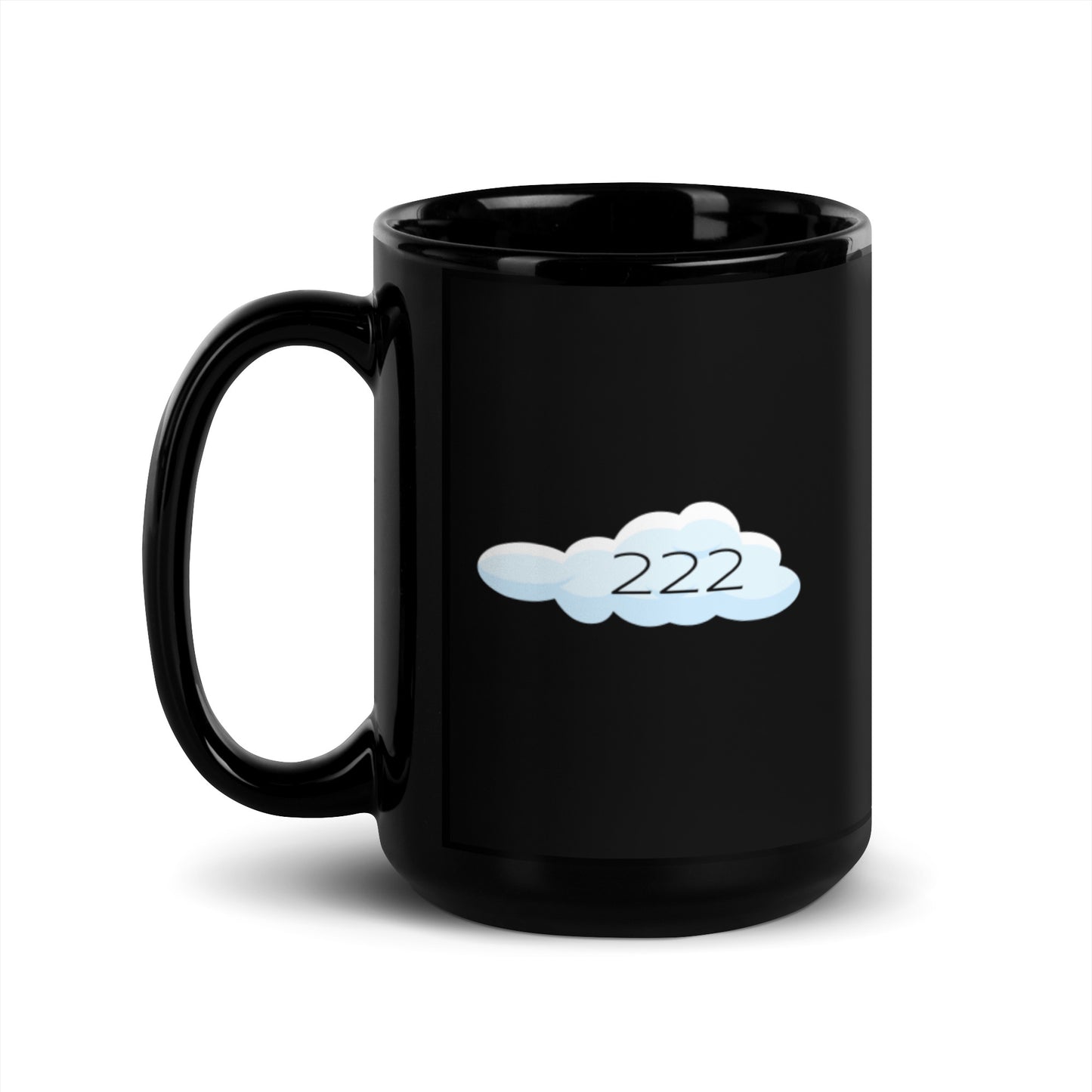 222 Cloud Angel Number Black Glossy Mug