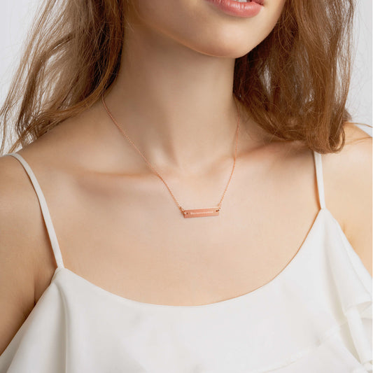Businesswoman | Dainty Boss Lady, Rose Gold Engraved Sterling Silver Bar Chain Minimalist Necklace