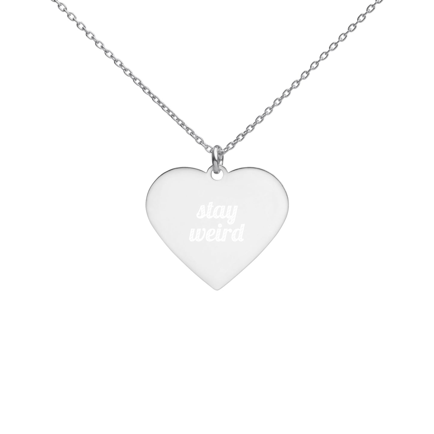 Stay Weird | Rose Gold, Engraved Sterling Silver Heart Dainty, Minimalist Necklace