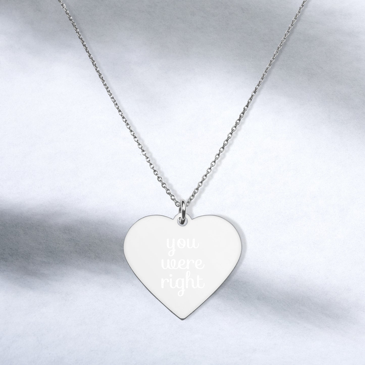 You Were Right | Mother's Day | Dainty Rose Gold, Engraved Sterling Silver Heart Necklace