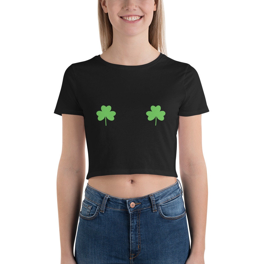 Shamrock St. Patricks Day | Funny Shamrock Boobs Women’s Crop Top