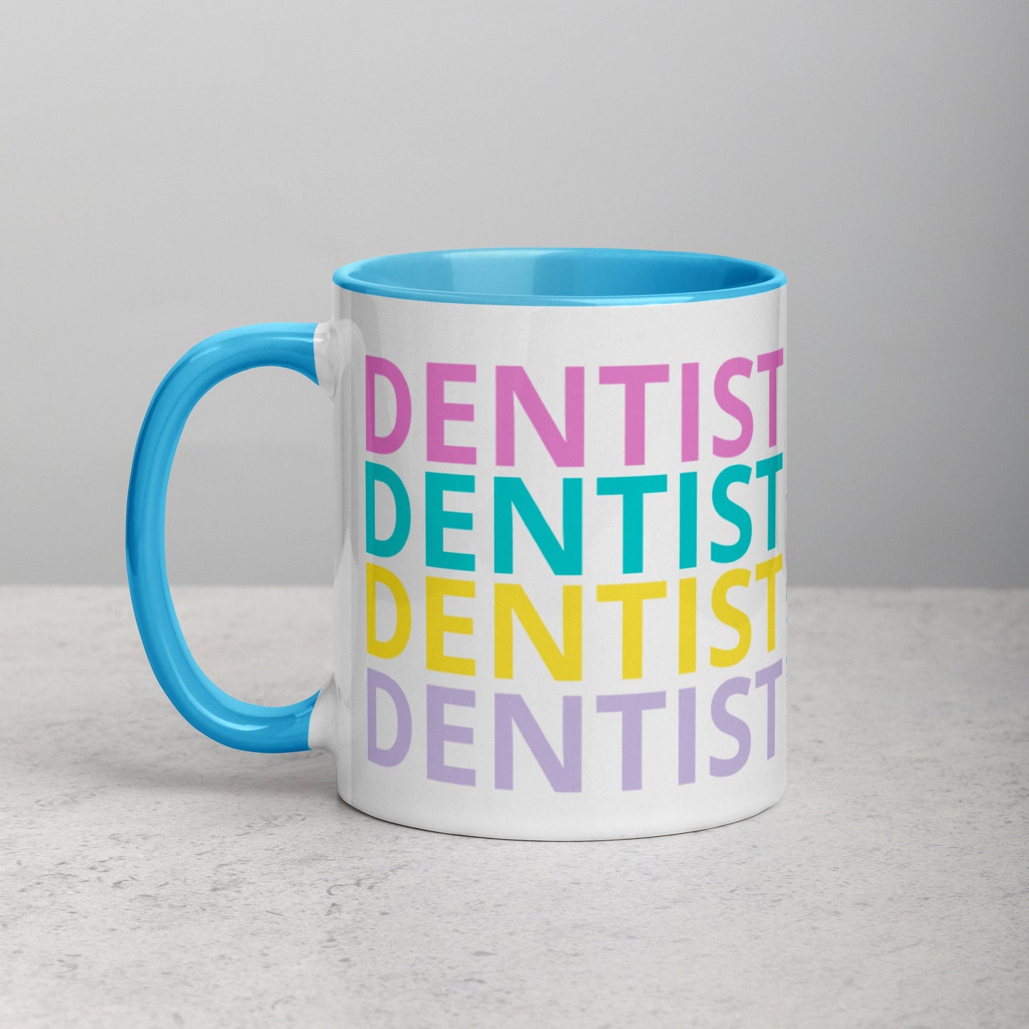 Dentist, Colorful Funky Letters Mug with Color Inside