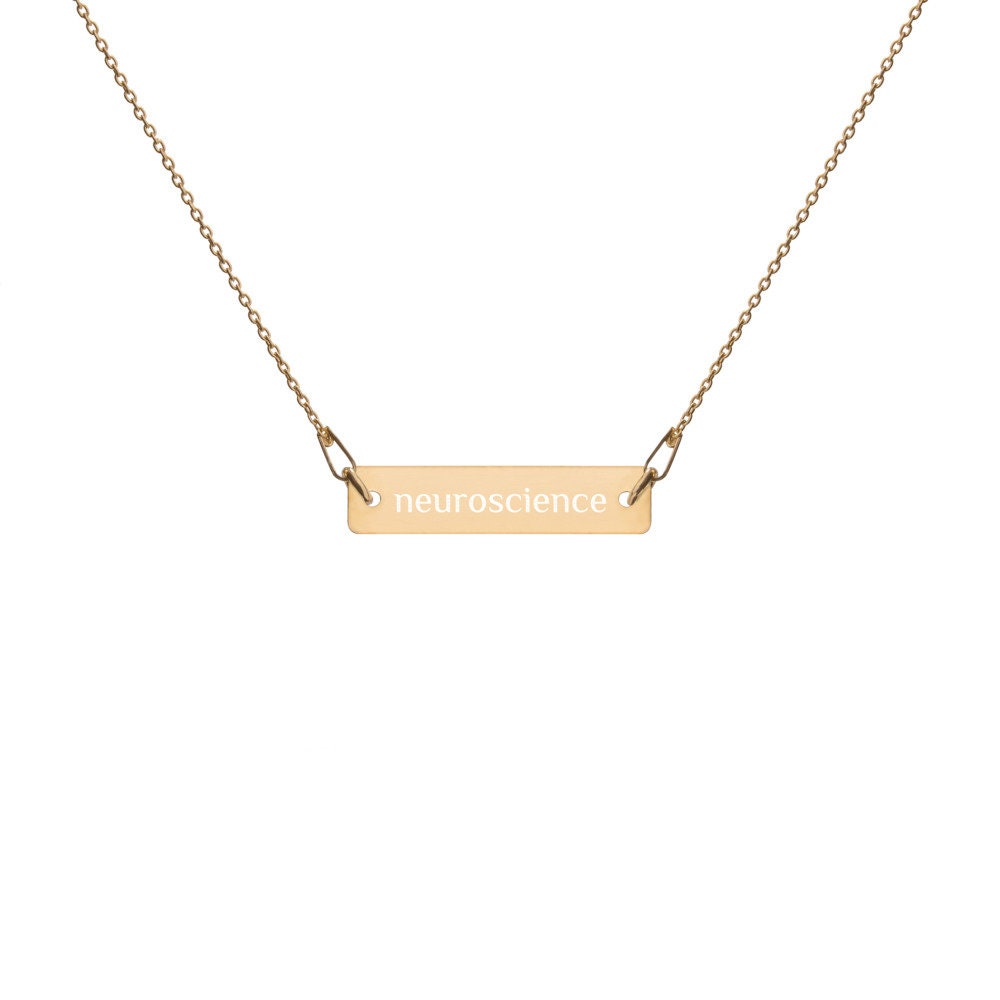 Neuroscience | Neuroscientist | Engraved Sterling Silver, Rose Gold, Bar Chain Minimalist Necklace