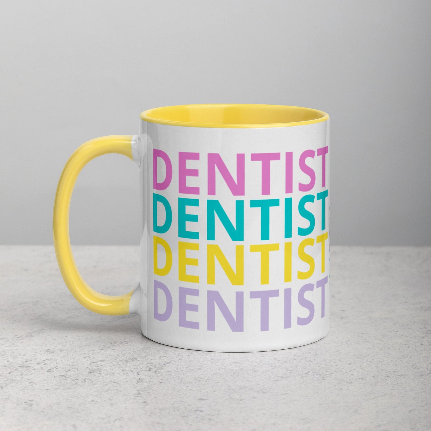 Dentist, Colorful Funky Letters Mug with Color Inside
