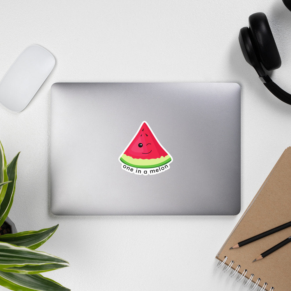 One In A Melon Stickers, Funny Watermelon Pun, One In A Million Bubble-Free Stickers