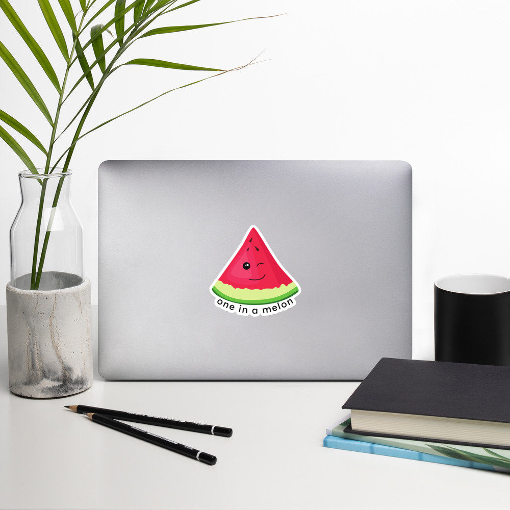 One In A Melon Stickers, Funny Watermelon Pun, One In A Million Bubble-Free Stickers