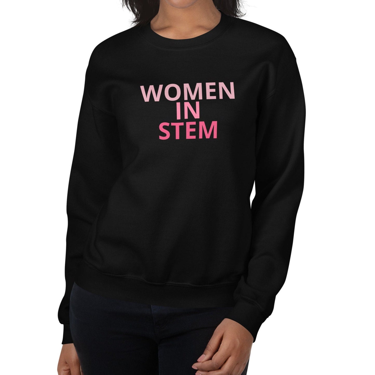 Women In STEM Pink Ombrew Crewneck, Women in Science, Tech, Engineering, Math Unisex Sweatshirt