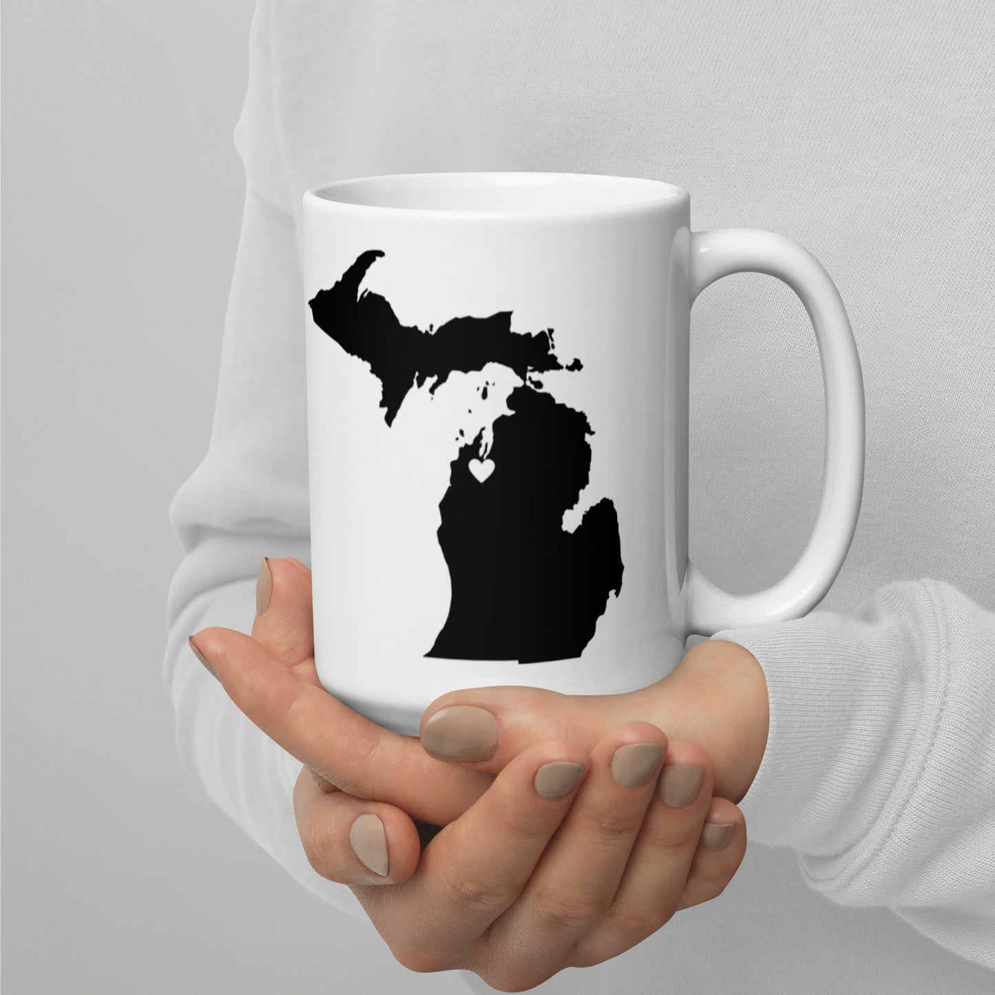 Traverse City, Michigan Heart, Hometown, TC, MI, Michigan Made White Mug