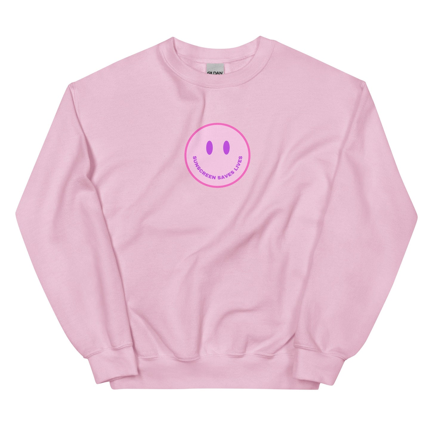 Sunscreen Saves Lives Smiley Face Crewneck, SPF, Skincare, Dermatology, Aesthetician Unisex Sweatshirt
