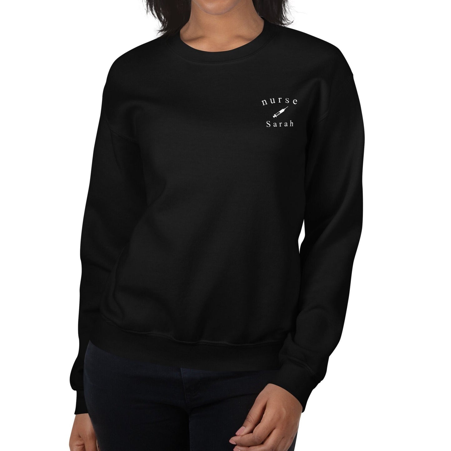 Nurse Syringe Custom Name Crewneck, Nurse Injector, NP, Unisex Sweatshirt