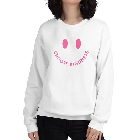Choose Kindness Smiley Face Pink Crewneck Unisex Sweatshirt
