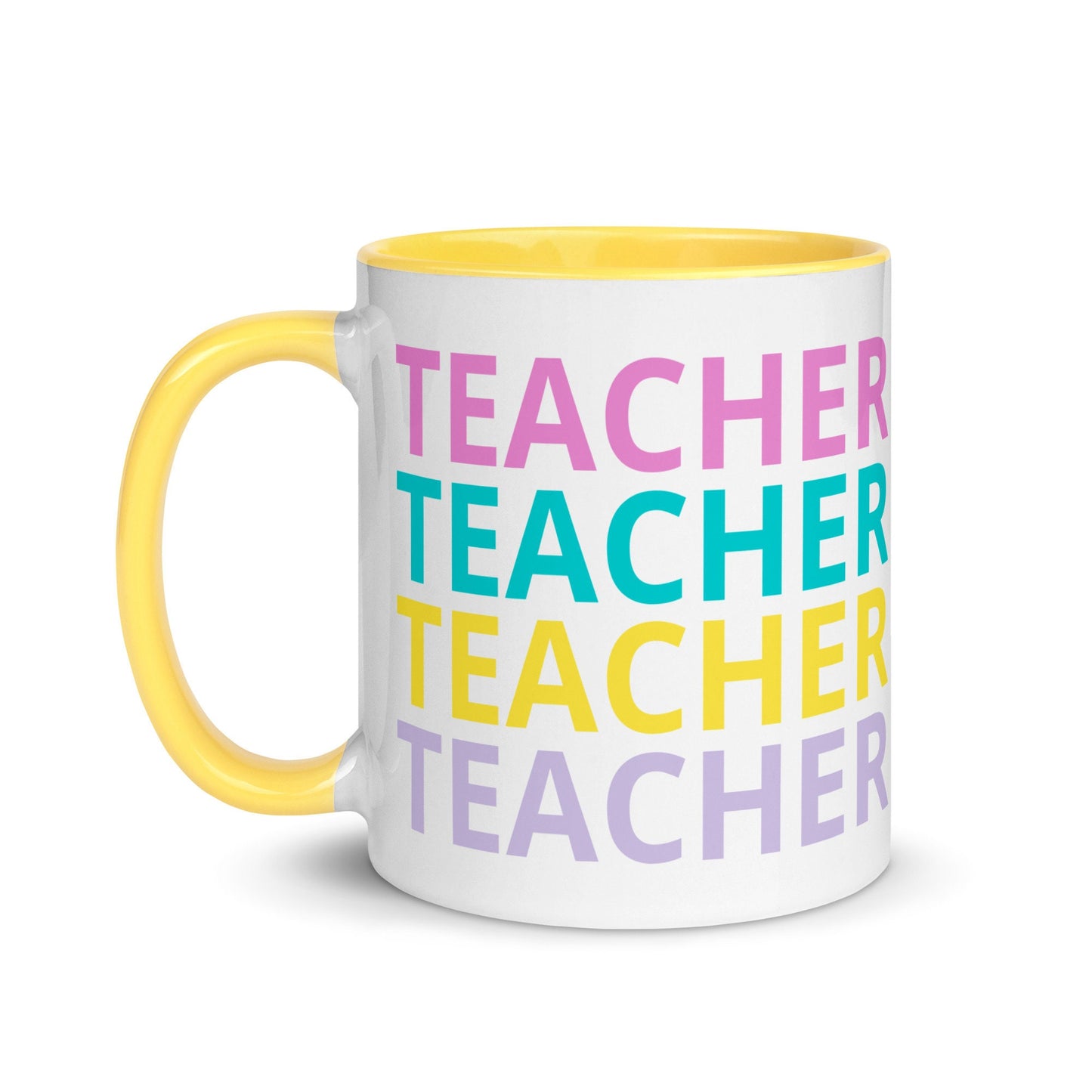 Teacher, Colorful Funky Letters Mug with Color Inside