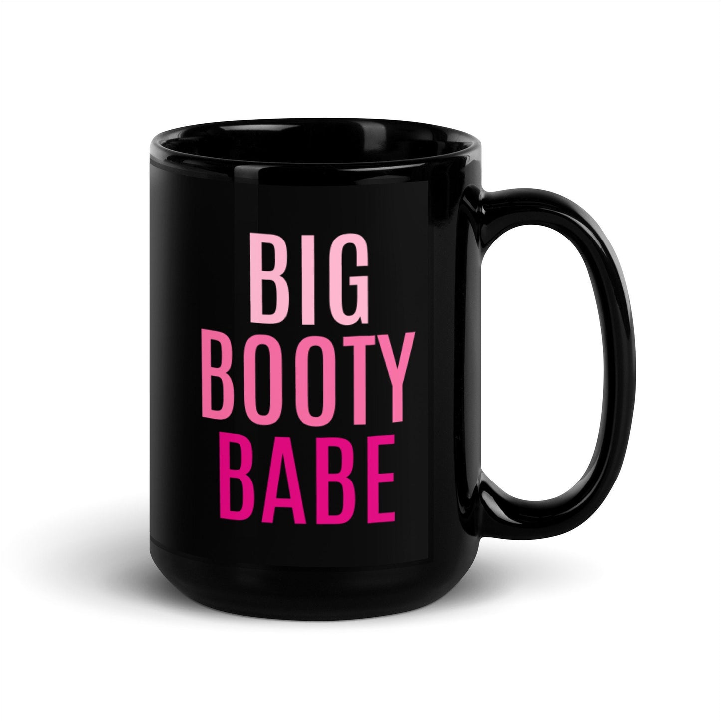 Big Booty Babe Pink Ombre Black Glossy Mug