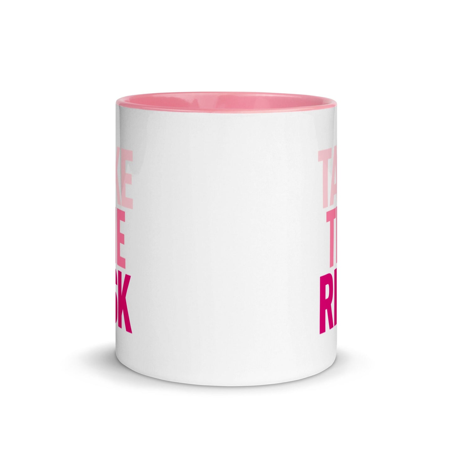 Take The Risk Pink Ombre Mug with Color Inside, Risk Taker, Motivational
