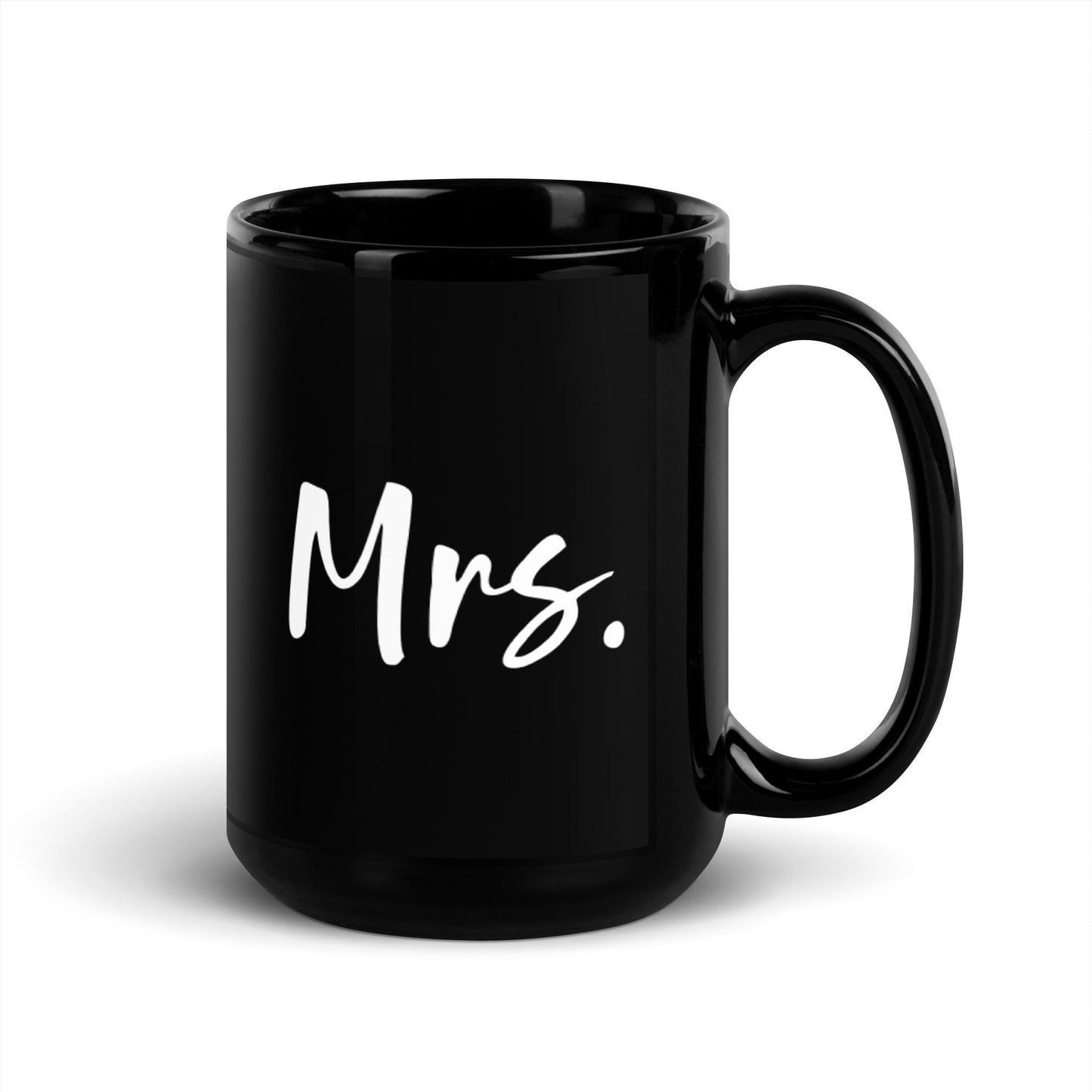 Mrs., Bride, Wedding, Bridal Black Glossy Mug