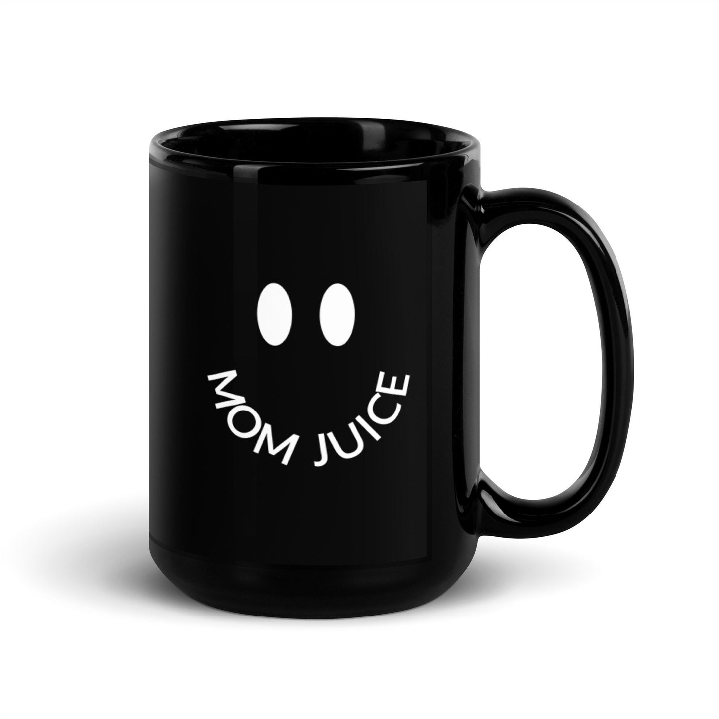 Mom Juice Smiley Face Trendy Black Glossy Mug