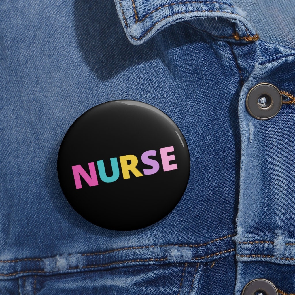 Nurse Colorful Black Pin Buttons