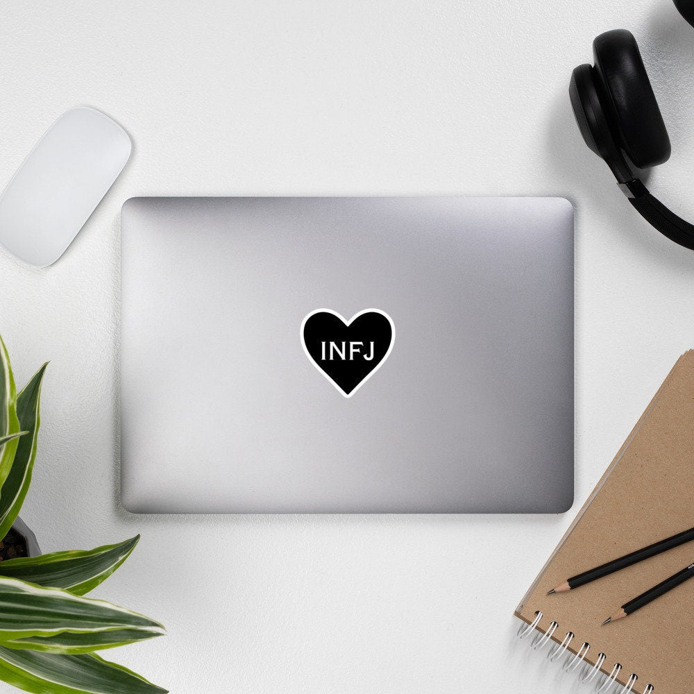 INFJ Black Heart Bubble-Free Stickers