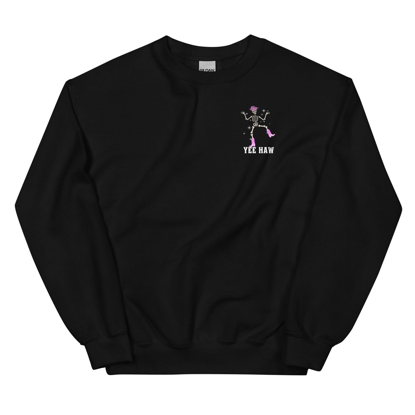 Yee Haw Sparkly Skeleton Cowgirl Unisex Crewneck Sweatshirt