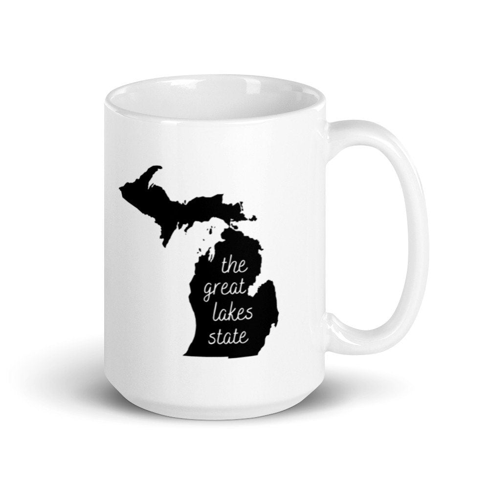 Michigan The Great Lakes State White Glossy Mug