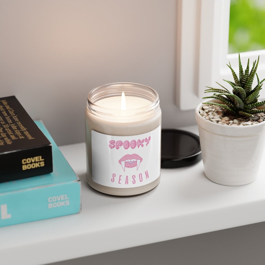 Spooky Season Pink Fangs Scented Soy Candle, 9oz