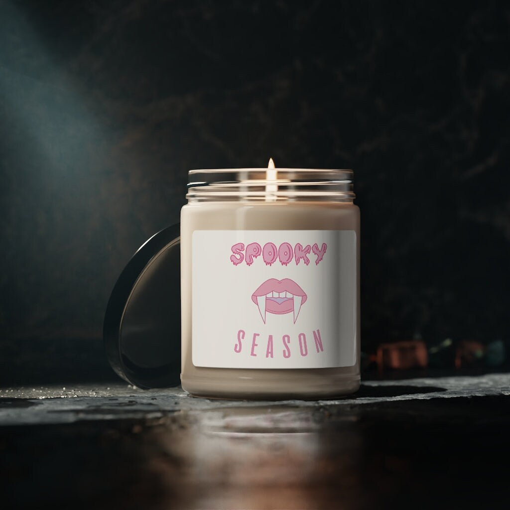 Spooky Season Pink Fangs Scented Soy Candle, 9oz