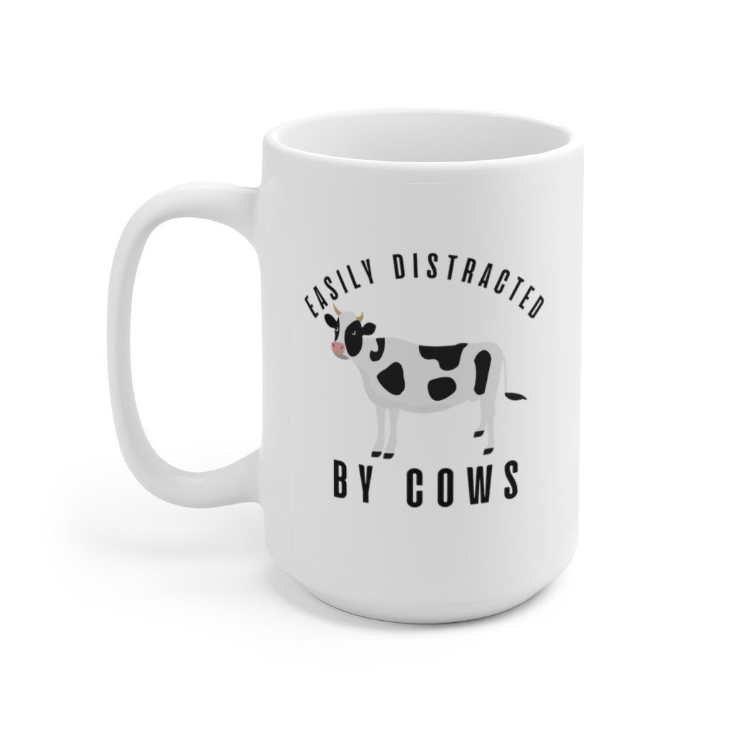Easily Distracted By Cows Ceramic Mug 15oz