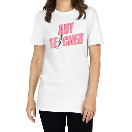 Art Teacher Lightning Bolt Pink Short-Sleeve Unisex T-Shirt