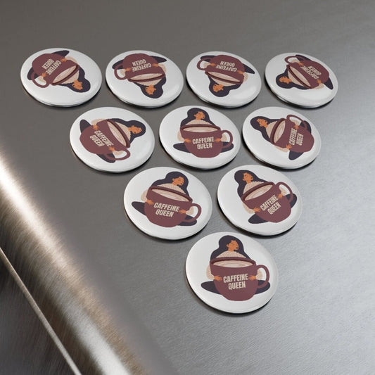 Caffeine Queen Giant Coffee Mug Button Magnet, Round (1 & 10 pcs)