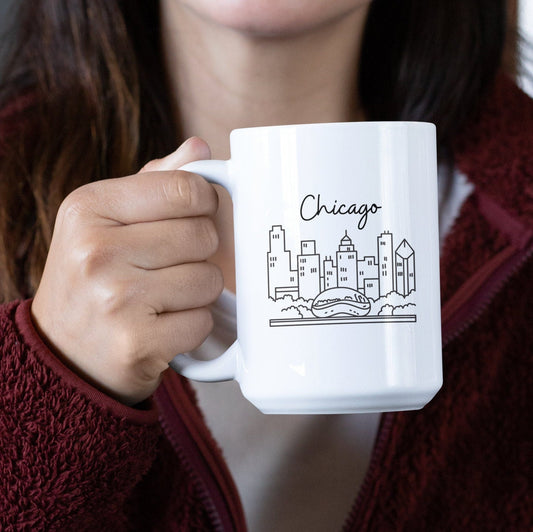 Chicago Skyline Bean Ceramic Mug 15oz