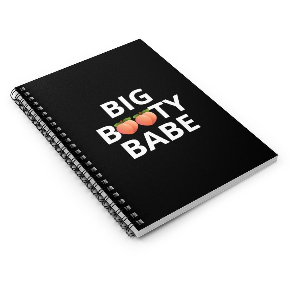 Big Booty Babe Peach Black Spiral Notebook - Ruled Line