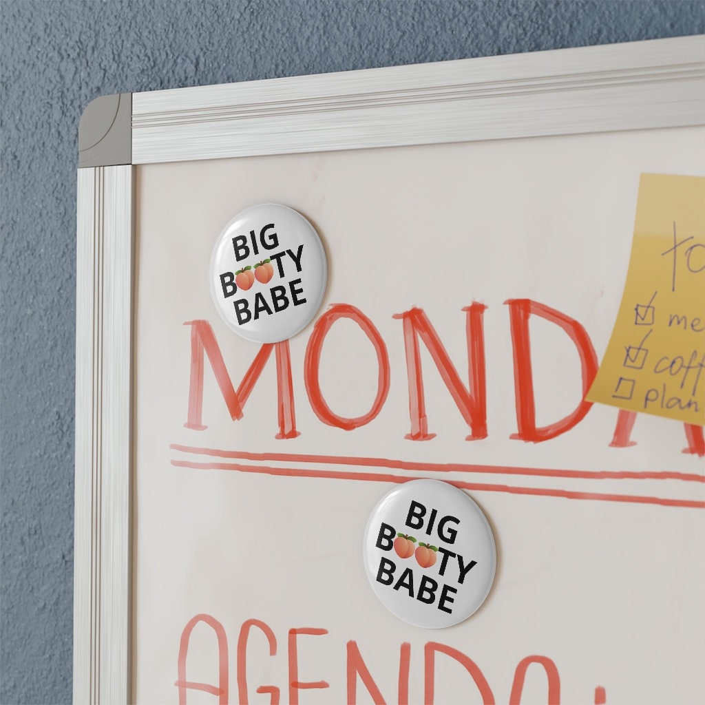 Big Booty Babe Peach Butt Button Magnet, Round (1 & 10 pcs)