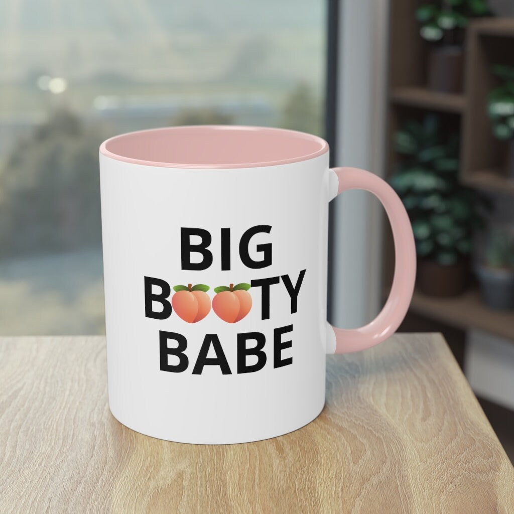 Big Booty Babe Peach Big Butt Two-Tone, Color Inside Coffee Mug, 11oz