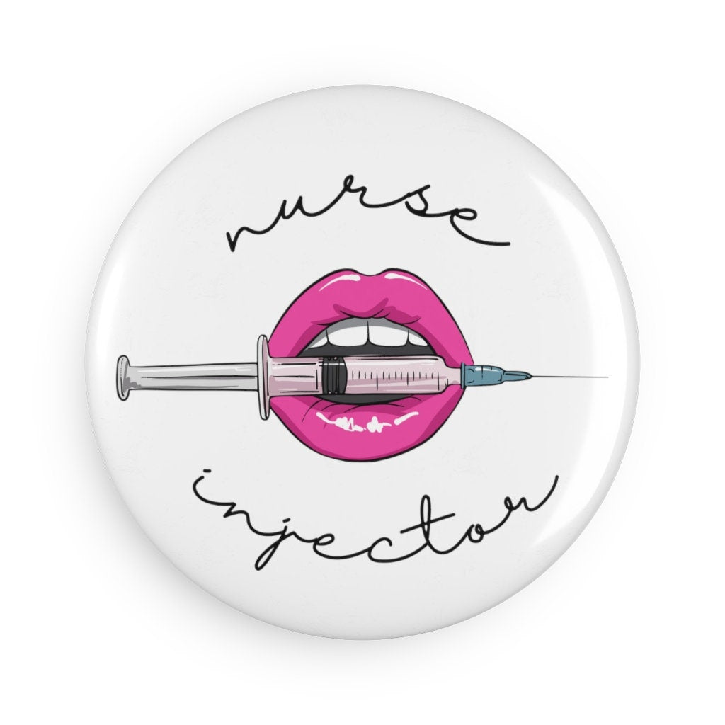 Nurse Injector Syringe Lips Button Magnet, Round (1 & 10 pcs)
