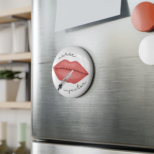 Nurse Injector Lips Syringe Button Magnet, Round (1 & 10 pcs)