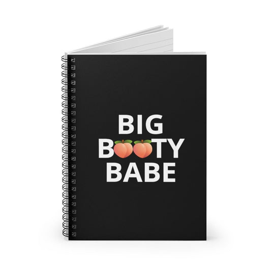 Big Booty Babe Peach Black Spiral Notebook - Ruled Line