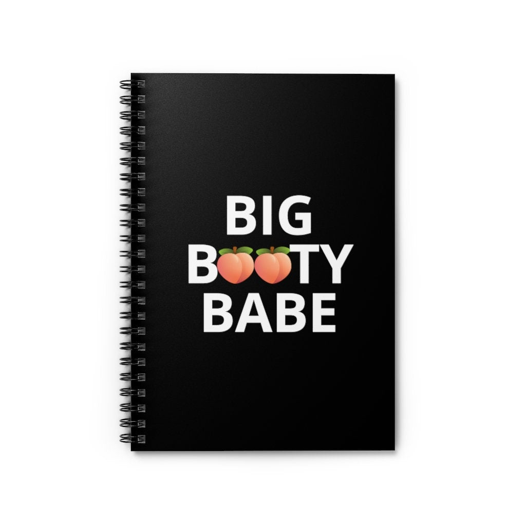 Big Booty Babe Peach Black Spiral Notebook - Ruled Line