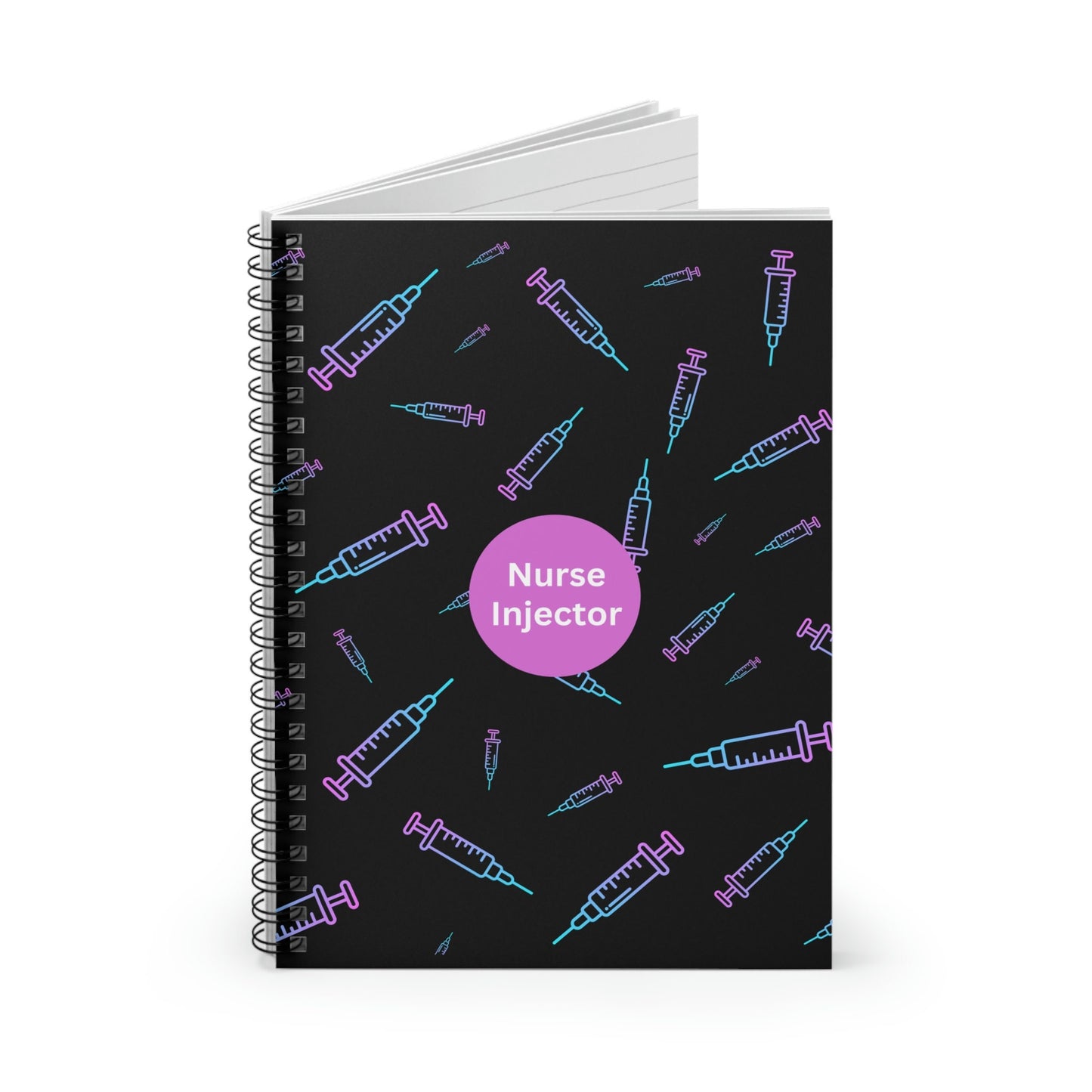 Nurse Injector Neon Black Spiral Notebook