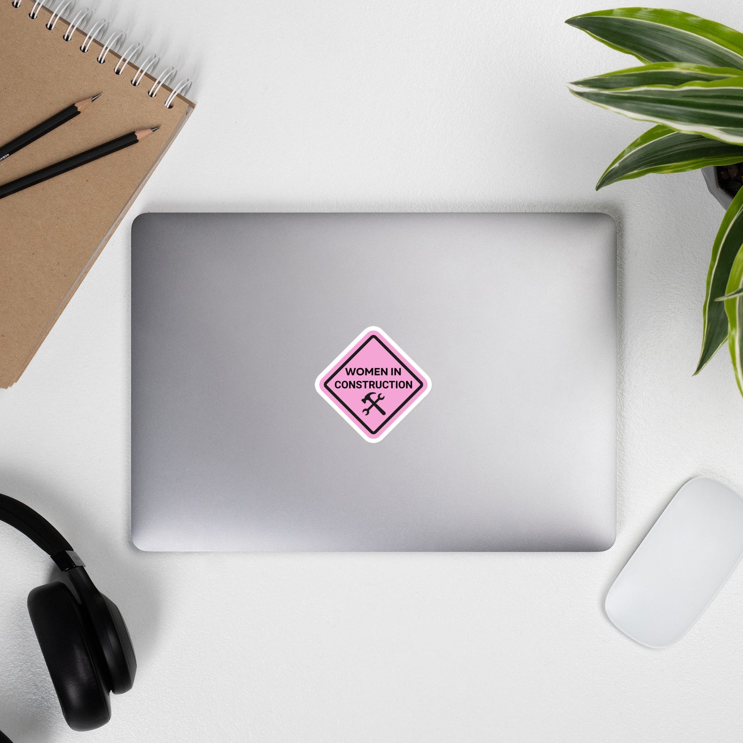 Women in Construction Pink Bubble-Free Stickers
