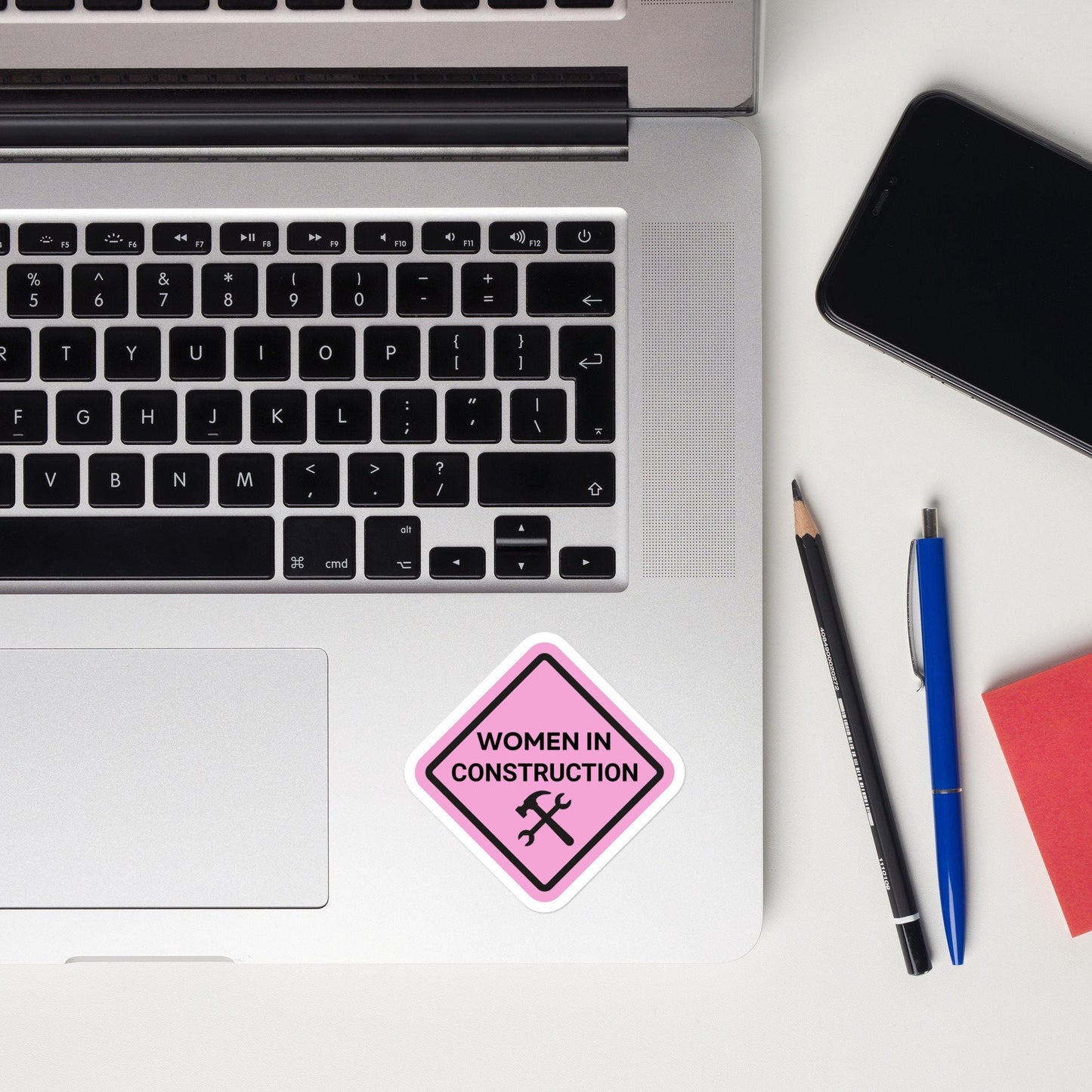 Women in Construction Pink Bubble-Free Stickers