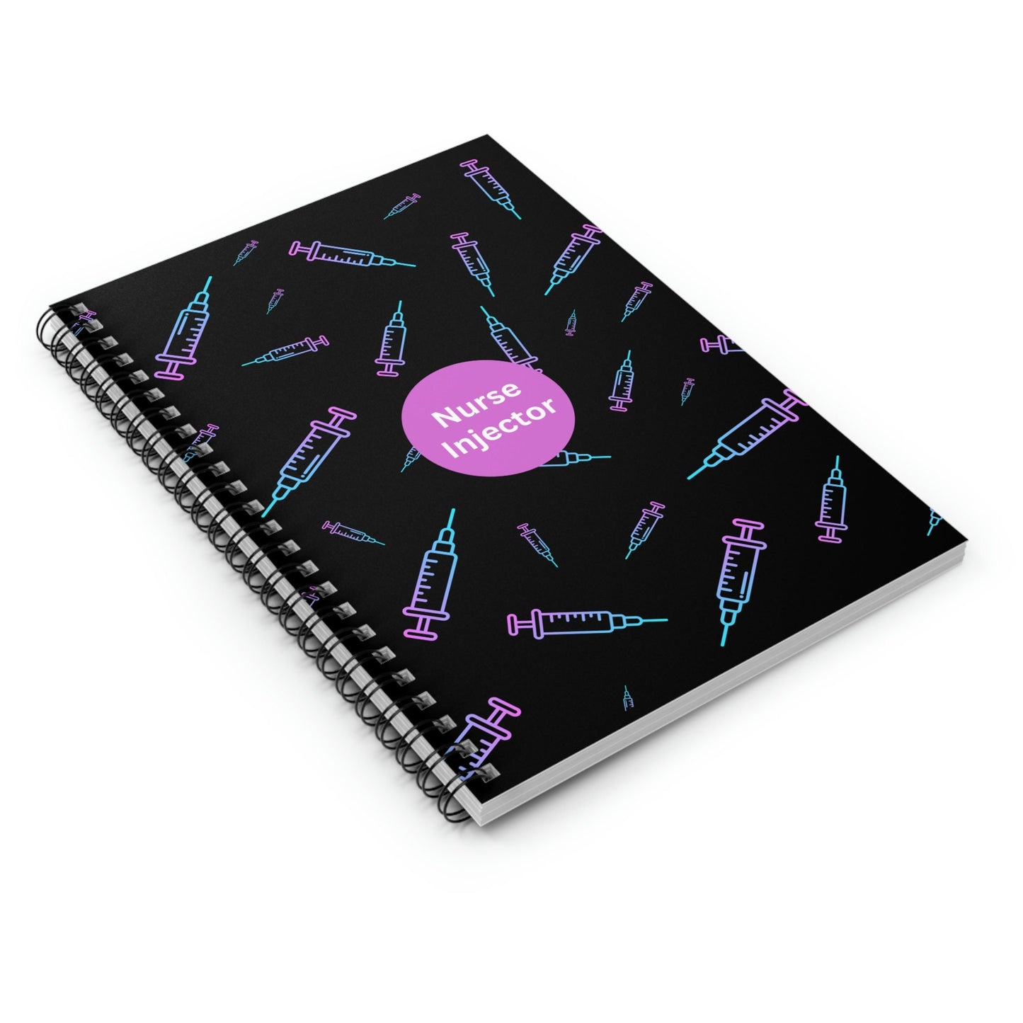 Nurse Injector Neon Black Spiral Notebook