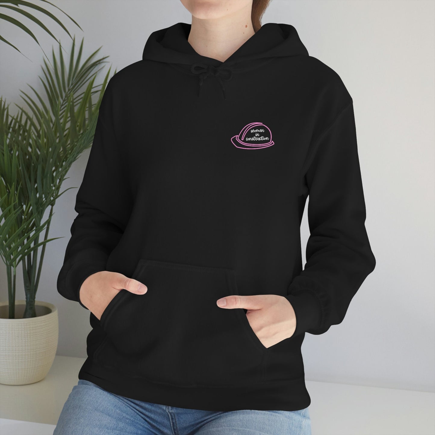 Women In Construction Hard Hat Pink Unisex Heavy Blend Hooded Hoodie Sweatshirt